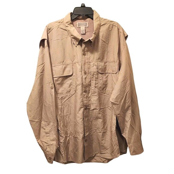 Duluth Trading Shirt Men 3XL Khaki Coolplus Long Sleeve Vented Fishing Big Tall - Picture 1 of 4